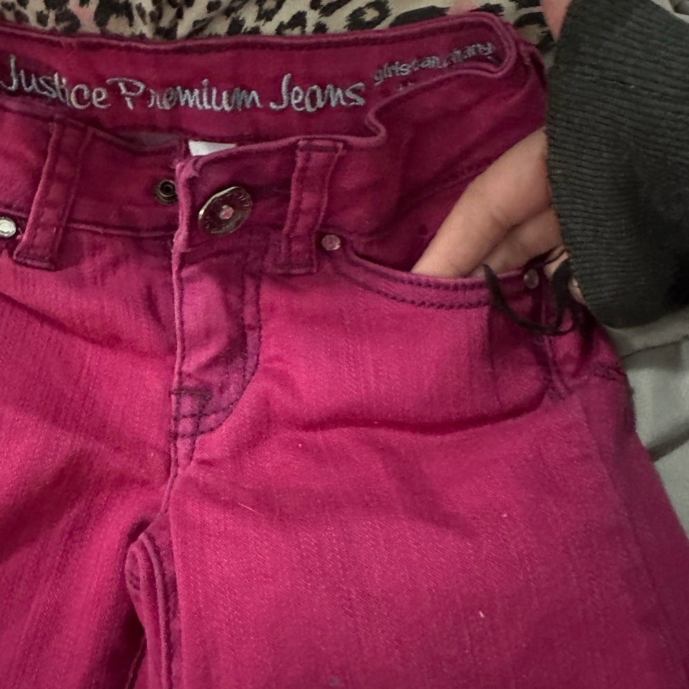 Dark pink jeans